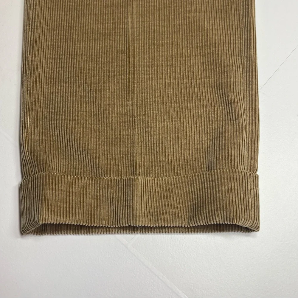 INCOTEX Men's Tan Corduroy Pants Cotton Cashmere Cuff Hem Flat Front Size 38